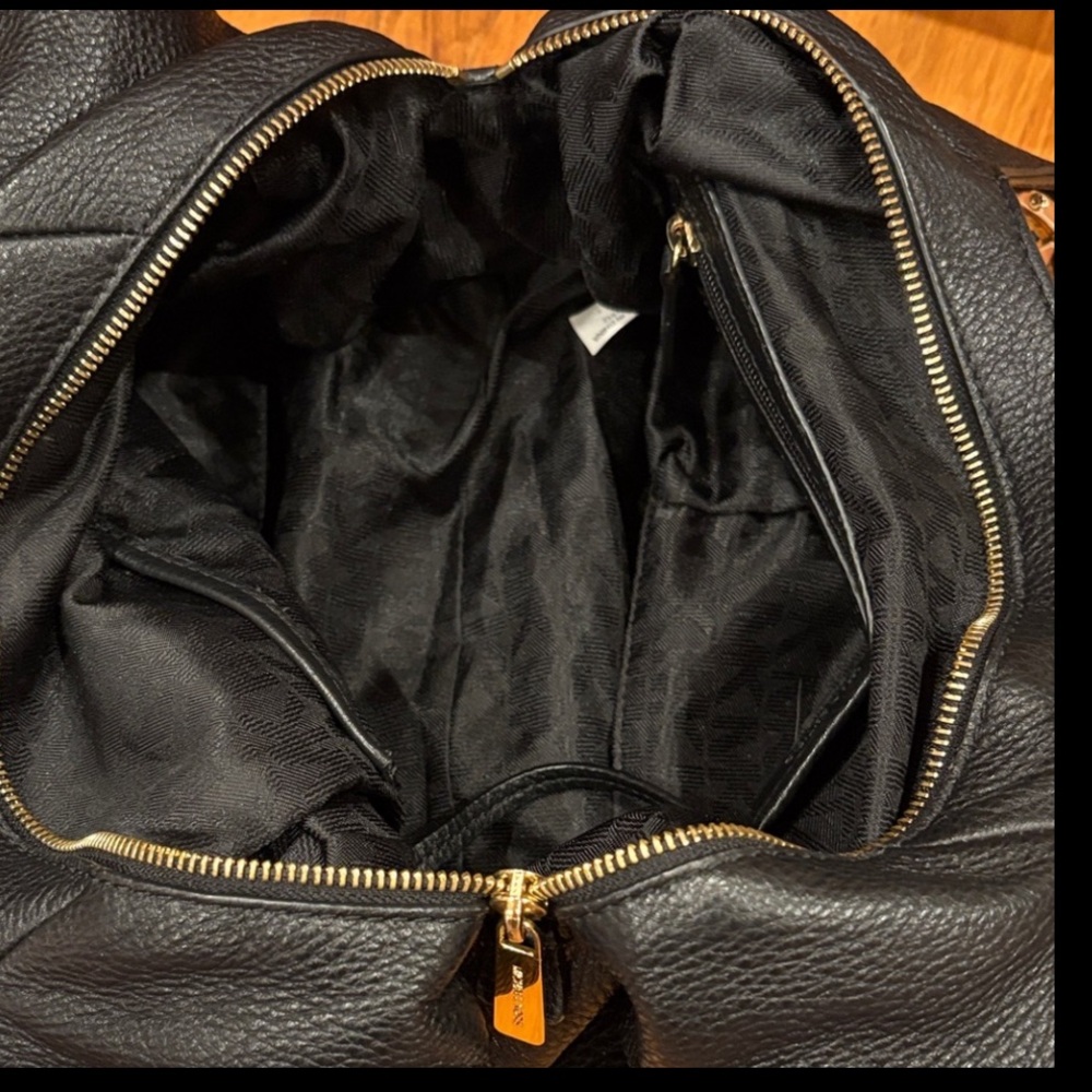 Michael Kors Black Hobo Bag with Gold Accents - Picture 10 of 12